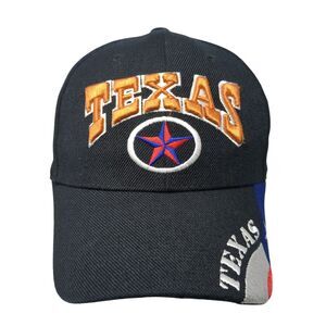Texas Strapback Hat Black OS Adjustable Embroidered Patriotic Texas State Dallas
